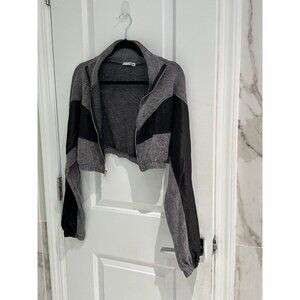 Fashion Nova Gray Black Color Block Light Crop Jacket Women’s Size Small